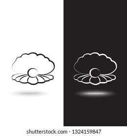 Vector icon pearl on black and white background