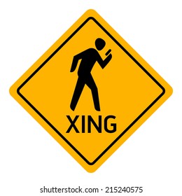 Vector icon of pedestrian using his cell phone crossing sign | Mobile phone user crossing | Texting pedestrian crossing warning sign 