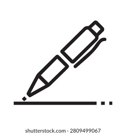 Vector icon of a pen writing on a line, representing signature, notetaking, or document signing