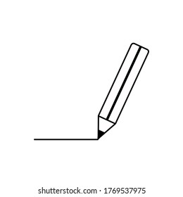 Vector icon of a pencil. Black and white on an isolated background.