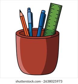 Vector icon of a pencil case, great for school and office supplies. Suitable for education materials, stationery branding, and back to school promotional designs.