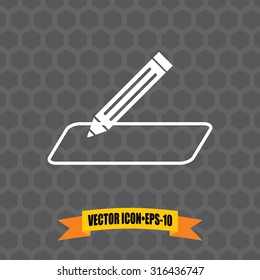 Vector Icon of Pencil on Dark Gray Background. Eps.10.