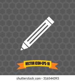 Vector Icon of Pencil on Dark Gray Background. Eps.10.
