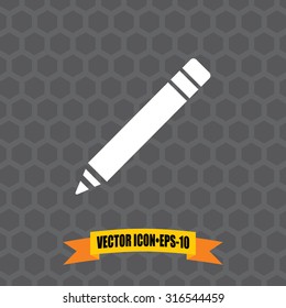 Vector Icon of Pencil on Dark Gray Background. Eps.10.