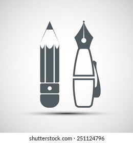 Vector icon pencil and pen