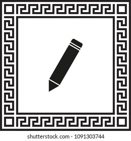 VECTOR ICON PENCILS in a frame with a Greek ornament