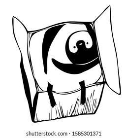 Vector icon of a penguin in the box cartoon illustration