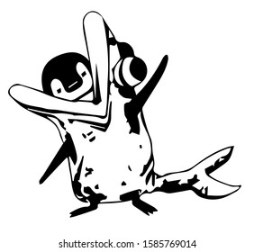Vector icon of a penguin in a fish costume