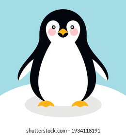 Vector icon of a penguin on a glacier for advertising, printing and websites