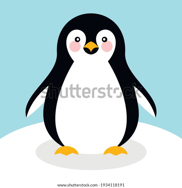Vector icon of a penguin on a glacier for\
advertising, printing and\
websites