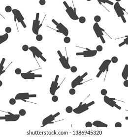 Vector icon of pensioner. Elderly people with a cane vector seamless pattern on a white background. Layers grouped for easy editing illustration. For your design.