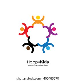 vector icon of people together - sign of unity, partnership. This also represents diversity, community, engagement, interaction, teamwork, team, children, kids, employees