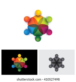 vector icon of people together - sign of unity, partnership vector logo icon. This also represents diversity, community, engagement, interaction, teamwork, team, children, kids, employees