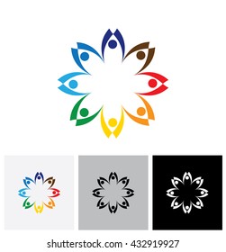 vector icon of people together - sign of unity, partnership. This also represents diversity, community, engagement, interaction, teamwork, team, children, kids, employees