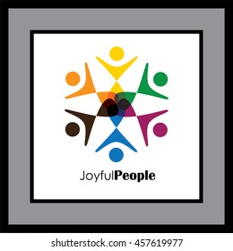 vector icon of people together - sign of unity, partnership. This also represents diversity, community, engagement, interaction, teamwork, team, children, kids, employees