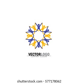 vector icon of people together - sign of unity, partnership. This also represents diversity, community, engagement, interaction, teamwork, team, children, kids, employees