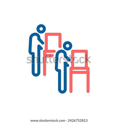 Vector Icon of People Voting in Booths: Thin Line Illustration for US Elections 2024, Democracy and Choice Concept