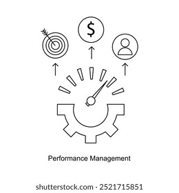 Icono de Vector para sistemas de gestión del rendimiento centrados en la productividad de los empleados y la eficacia organizativa.