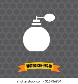 Vector Icon of Perfume Bottle on Dark Gray Background. Eps.10.