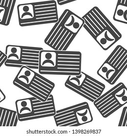 Vector icon of a person card, customer card. Vector illustration of a identification badge with a photo seamless pattern on a white background. 