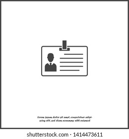 Vector icon person card, customer card. Vector illustration of a identification badge with a photo on white isolated background.