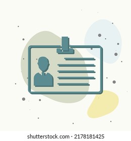 Vector icon person card, customer card. Vector illustration of a identification badge with a photo on multicolored background. Layers grouped for easy editing illustration. For your design.