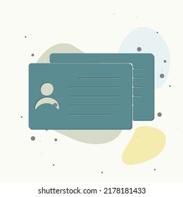 Tarjeta de persona de icono del vector, tarjeta de cliente. Ilustración vectorial de una insignia de identificación con una foto sobre fondo multicolor. Capas agrupadas para una ilustración de edición sencilla. Por tu diseño.