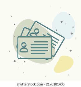 Vector icon person card, customer card. Vector illustration of a identification badge with a photo on multicolored background. Layers grouped for easy editing illustration. For your design.