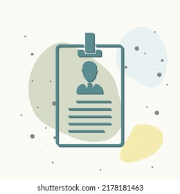 Vector icon person card, customer card. Vector illustration of a identification badge with a photo on multicolored background. Layers grouped for easy editing illustration. For your design.