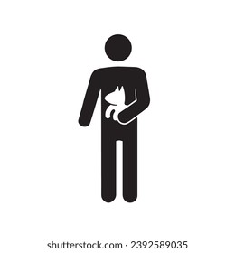 Vector icon of a person carrying a dog