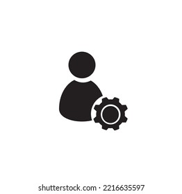 vector icon of a person and gears, account setup, flat design style