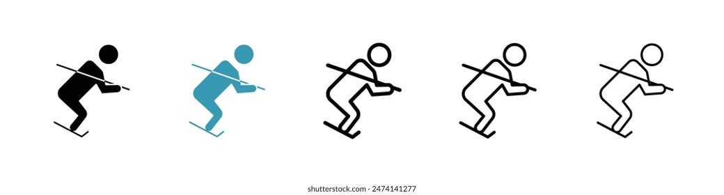 Icono de Vector de una persona esquiando para deportes de invierno y actividades de Ocio para diseños de UI.