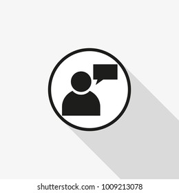 vector icon person with Speech with a long shadow