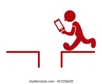 vector icon of the person texting while walking