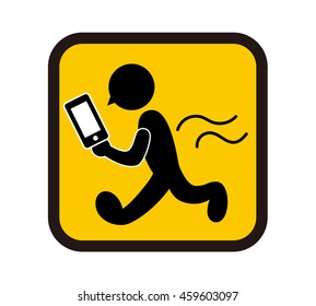 vector icon of the person texting while walking
