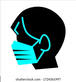 Vector icon of a person wearing mask and keeping distance during a quarantine. It represents a concept of medical protection, isolation, health safety and virus quarantine