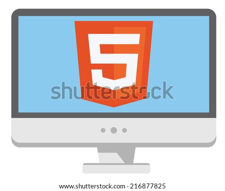 vector icon of personal computer with html5
