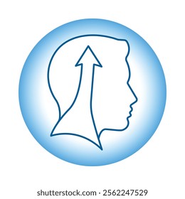 Vector icon for personal development. Hand-drawn figure representing success and individual improvement.