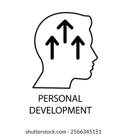 Vector icon for personal development. Line art illustrating progress, learning, and personal growth.