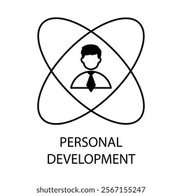 Vector icon for personal development. Line art illustrating progress, learning, and personal growth.