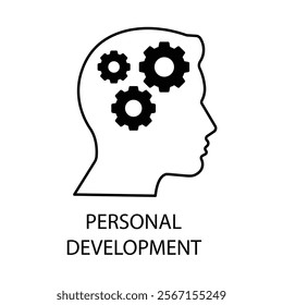 Vector icon for personal development. Line art illustrating progress, learning, and personal growth.