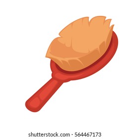 Vector icon of pet brush. Symbol of animal care, tool and supply for dog grooming. Cartoon illustration isolated on white background.