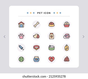 Vector icon for pets. Items needed for pets are included.
