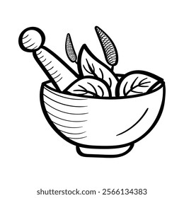 Vector icon for pharmaceutical mortar and pestle. Iconic design representing drug compounding and pharmaceutical services.