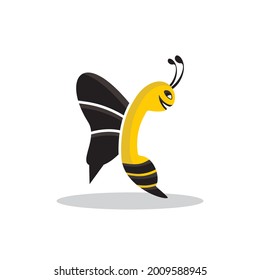 vector icon of the phone and the bee that became one that was very contemporary