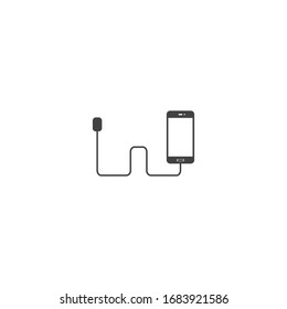 El teléfono con icono del vector está cargando en fondo blanco aislado.