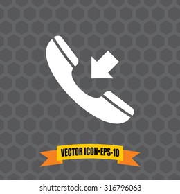 Vector Icon of Phone receiver on Dark Gray Background. Eps.10.