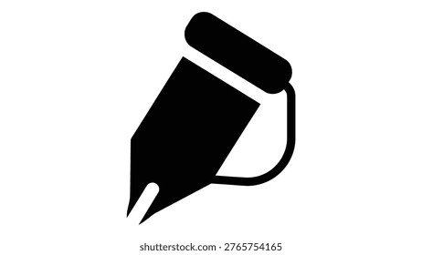 Vector icon of a phono cartridge stylus needle, representing audio equipment, vinyl record players, and high fidelity sound reproduction technology.