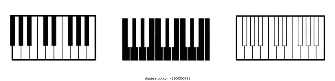 Vector icon piano keyboard. Piano keyboard silhouette. This image shows a piano keyboard silhouette, also known as a keyboard clipart or piano keys vector. 