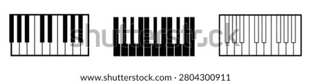 Vector icon piano keyboard. Piano keyboard silhouette. This image shows a piano keyboard silhouette, also known as a keyboard clipart or piano keys vector. 